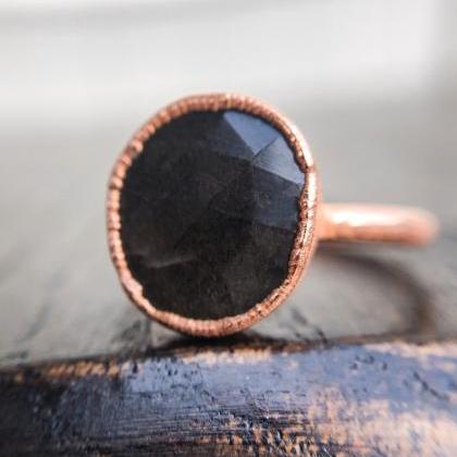 Black Sunstone Ring, Black Sunstone Jewelry,..