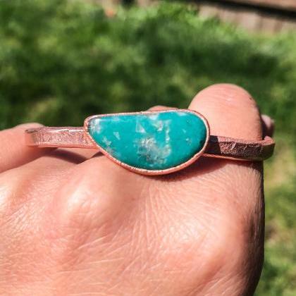 Hammered Copper Cuff With Campitos Turquoise
