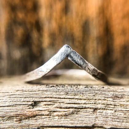 Solid Sterling Silver Hammered Mountain Peak..