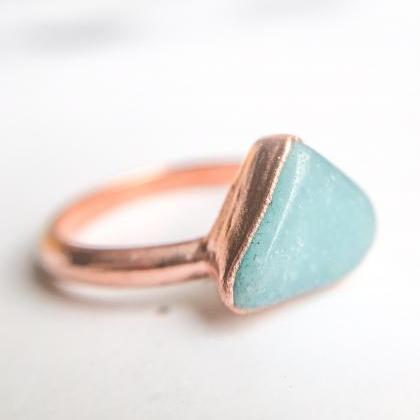Raw Amazonite Ring, Silver, Gold, Rose Gold, Or..