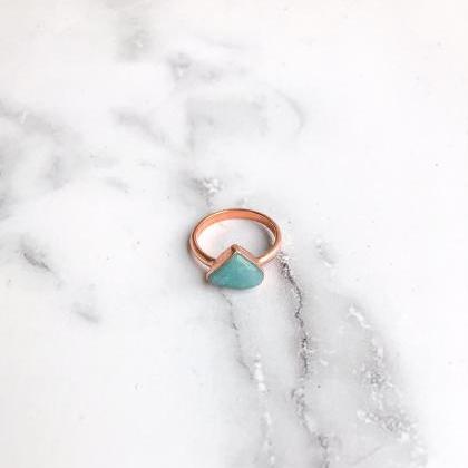 Raw Amazonite Ring, Silver, Gold, Rose Gold, Or..