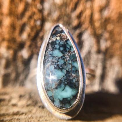 Solid Sterling Silver And Turquoise Ring, Size..