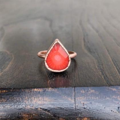 Red Coral Ring, Silver, Gold, Rose Gold, Or Copper..