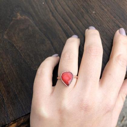 Red Coral Ring, Silver, Gold, Rose Gold, Or Copper..