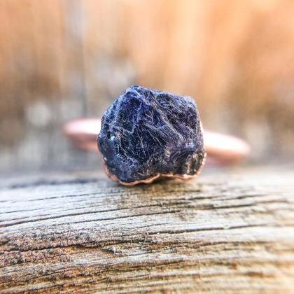 Raw Blue Sapphire Ring, Silver, Gold, Rose Gold,..