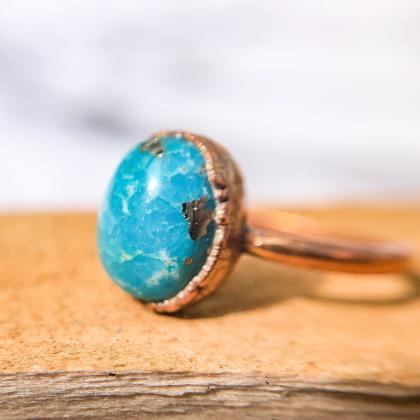 Persian Turquoise With Pyrite Ring, Size 5,..