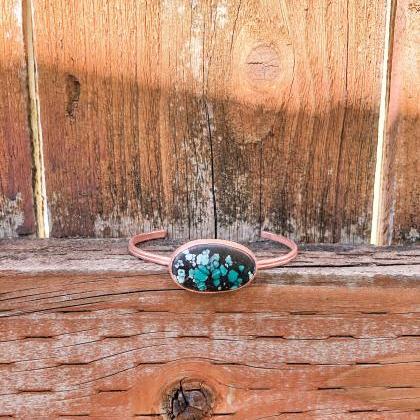 Thin Copper Cuff With Red River Turquoise