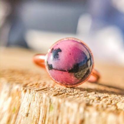 Pink Rhodonite Circle Stone Available For Custom..