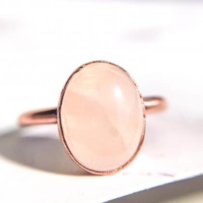 Rose Quartz Ring, Pink Quartz Ring, Silver, Gold,..
