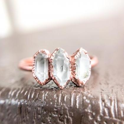 Herkimer Diamond Ring, Silver, Gold..