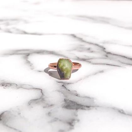 Beautiful Faceted Boulder Chrysoprase Ring, Size..