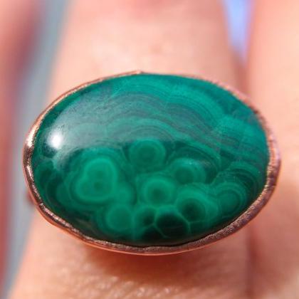 Malachite Ring, Size 6.75, Silver, Gold, Rose Gold..