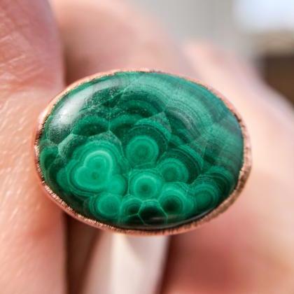 Malachite Ring, Size 6.75, Silver, Gold, Rose Gold..
