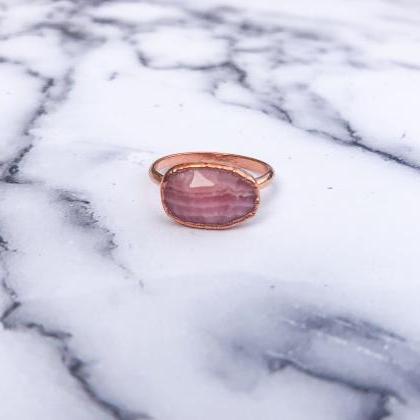 Pink Rhodochrosite Ring, Size 6.75, Silver, Gold,..