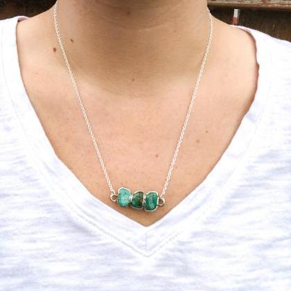 Three Nugget Necklace, Turquoise, Silver, Gold,..