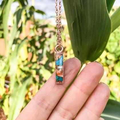 Mojave Turquoise And Spiny Oyster Bar Necklace.