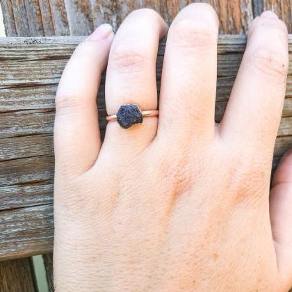 Raw Blue Sapphire Ring, Silver, Gold, Rose Gold..
