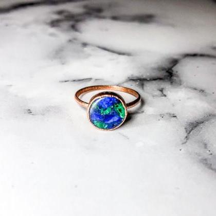 Azurite Rings, Blue And Green, Silver, Gold, Rose..
