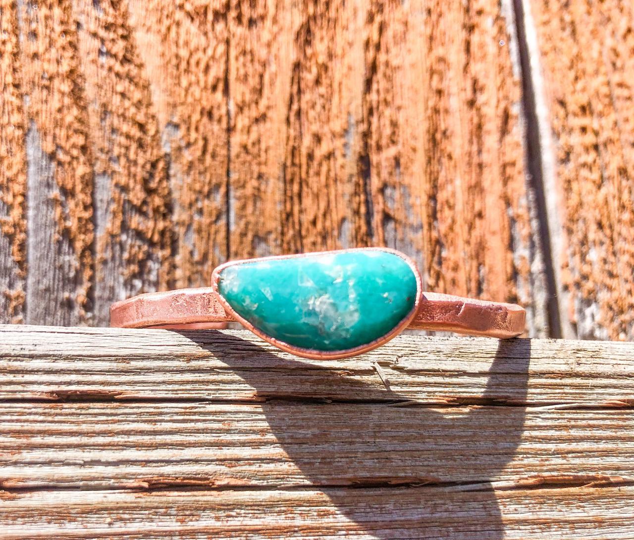 Hammered Copper Cuff With Campitos Turquoise