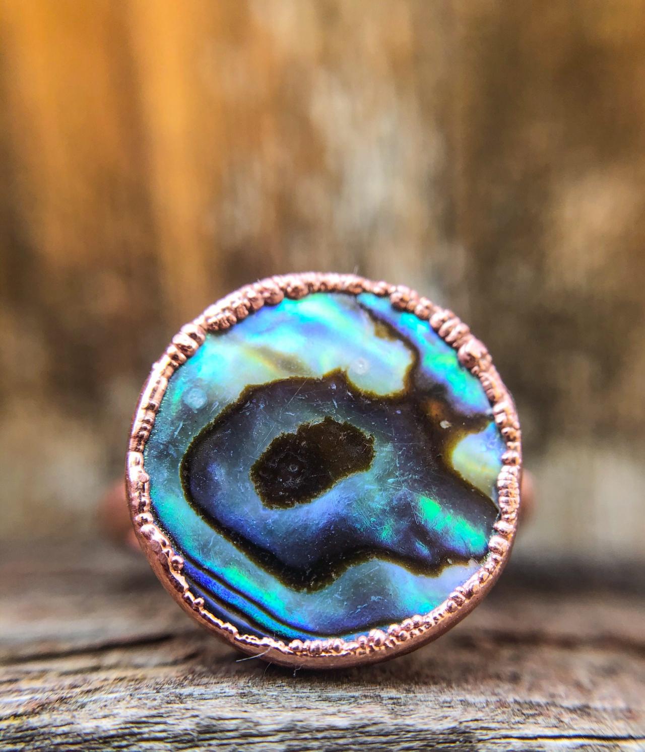 Abalone Shell Ring, Silver, Gold, Rose Gold, Copper Ring, Mermaid Jewelry