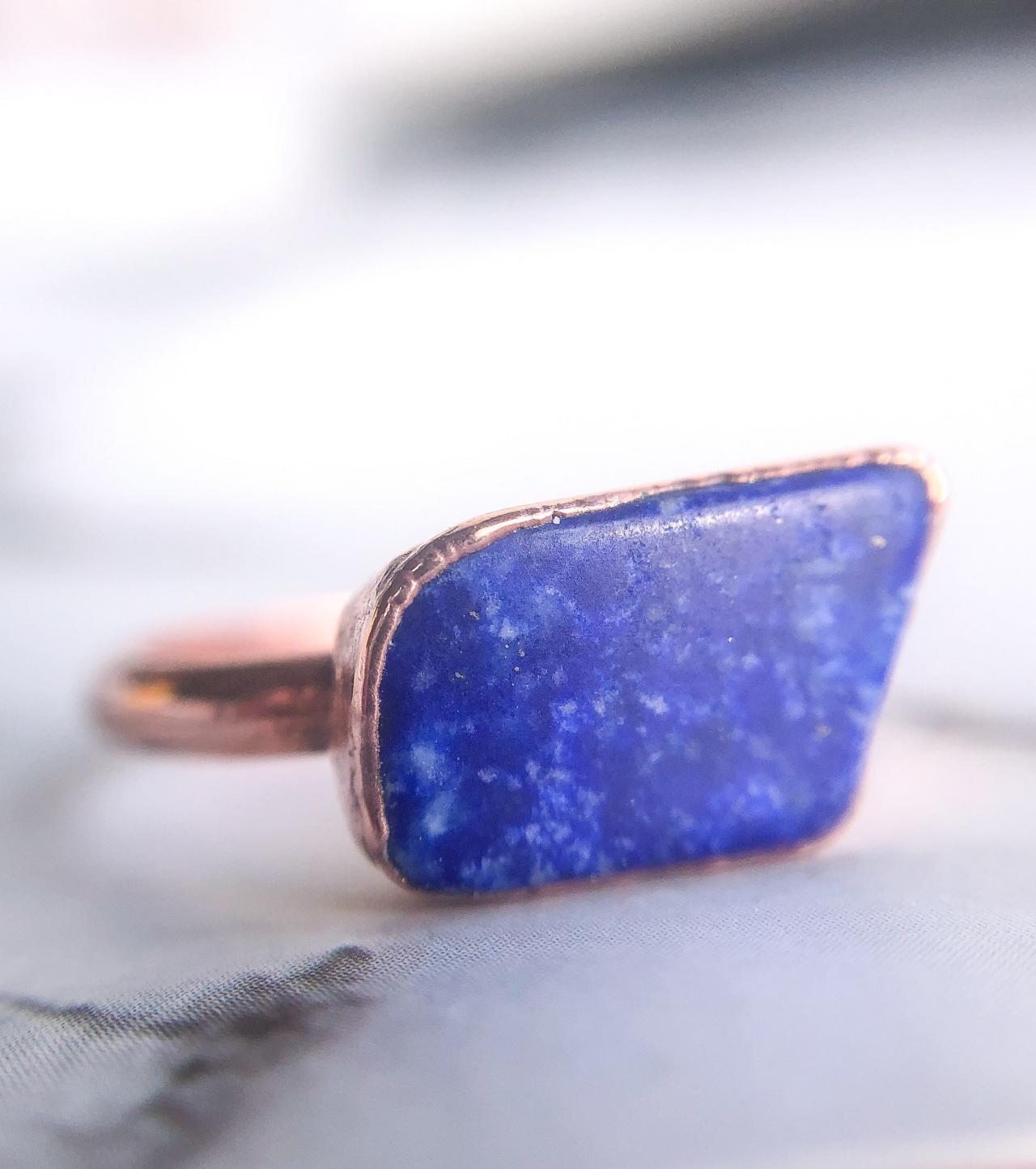 Raw Lapis Lazuli Ring, Silver, Gold, Rose Gold, Or Copper Rings.