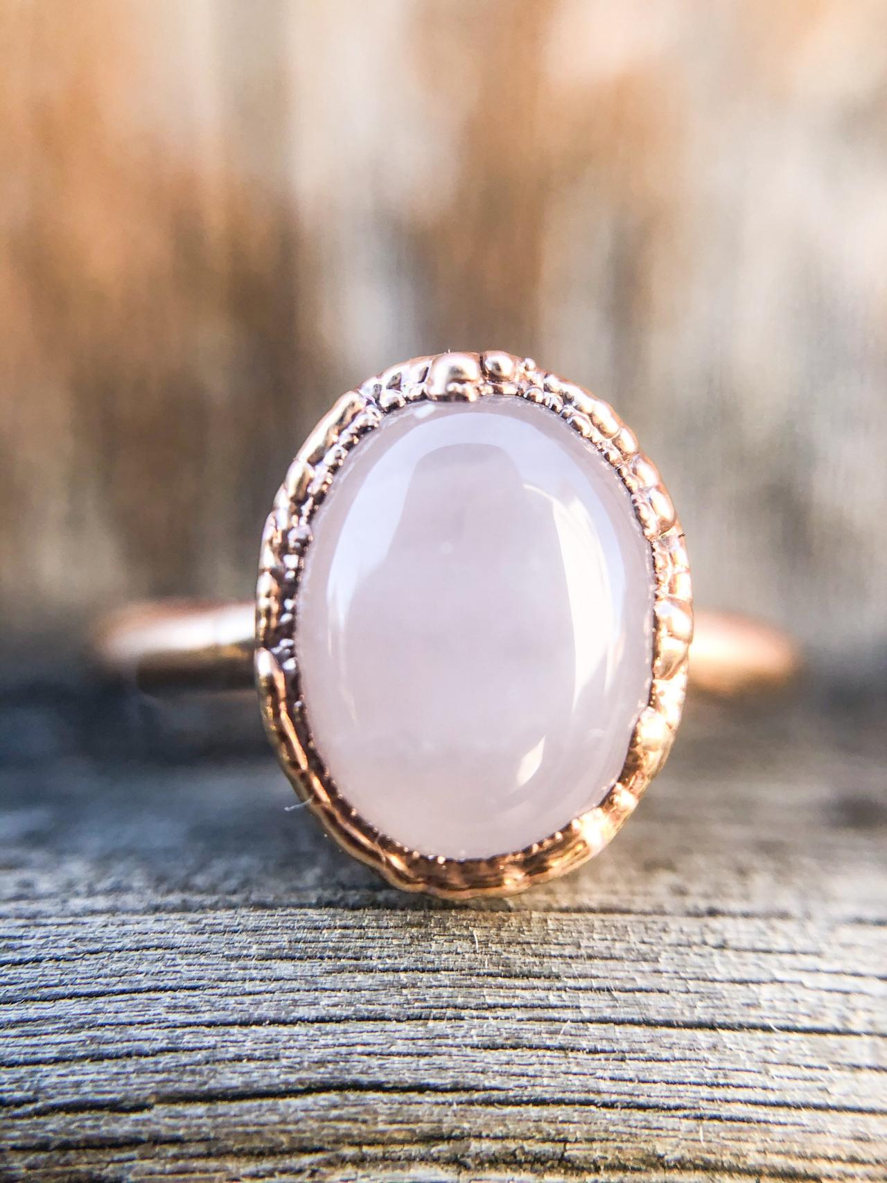 Rose Quartz Ring, Pink Quartz Ring, Silver, Gold, Rose Gold, Or Copper Rings.