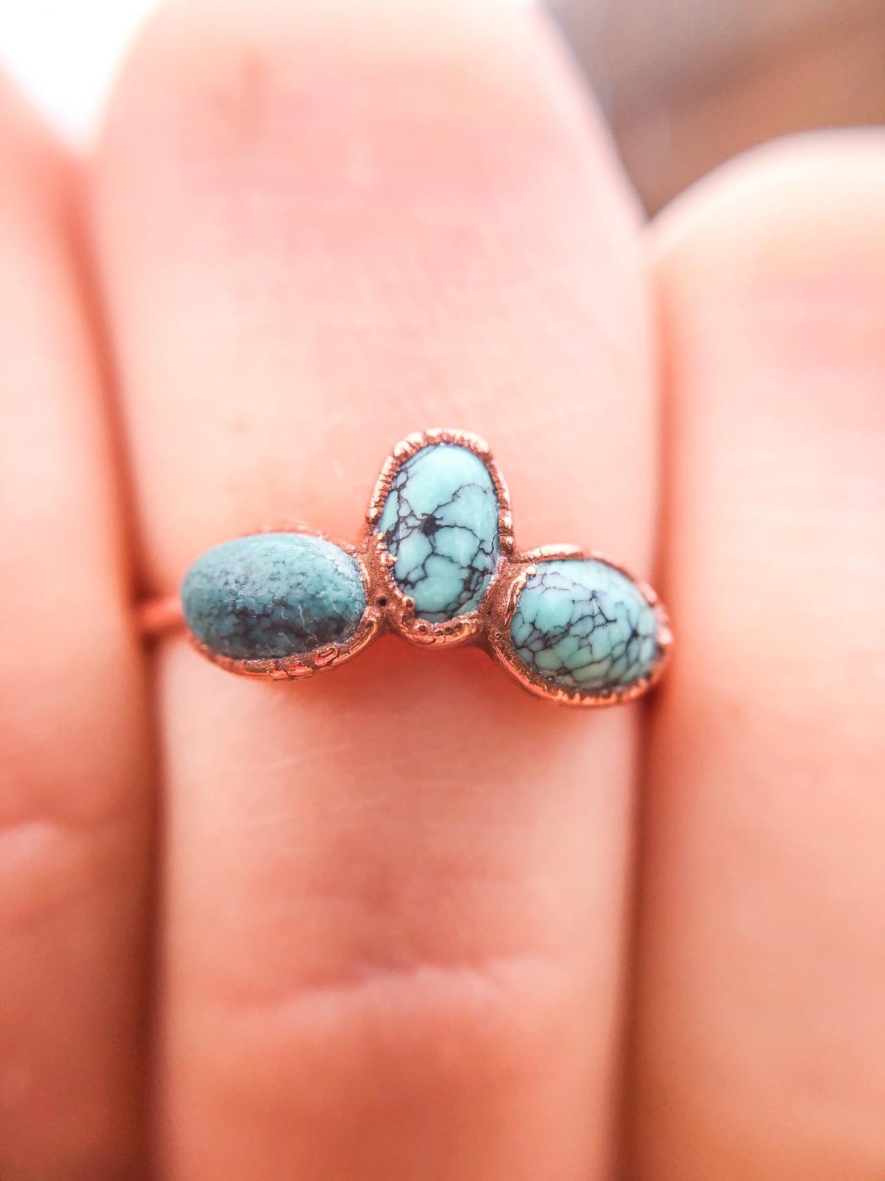 Hubei Turquoise Layering Ring, Turquoise Ring, Silver, Gold, Rose Gold Rings