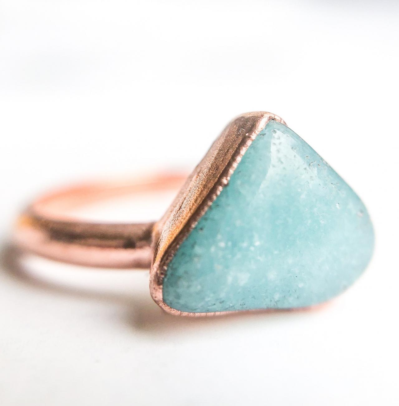 Raw Amazonite Ring, Silver, Gold, Rose Gold Rings