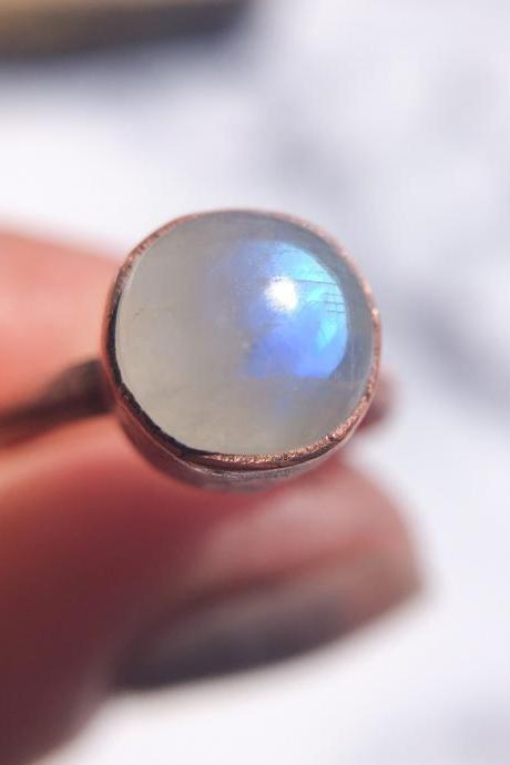 Rainbow Moonstone Custom Ring, Silver, Gold, Rose Gold, or Copper Rings