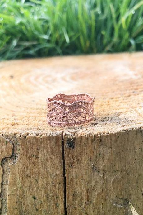 Lace Ring Band, Silver, Gold, Rose Gold, or Copper