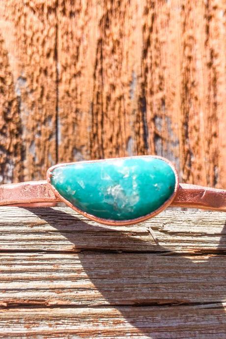 Hammered Copper Cuff with Campitos Turquoise