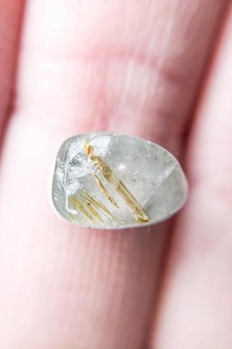 Raw Rutilated Quartz Stone Available for Custom Ring, Rutile Quartz Ring, Silver, Gold, Rose Gold, or Copper Rings