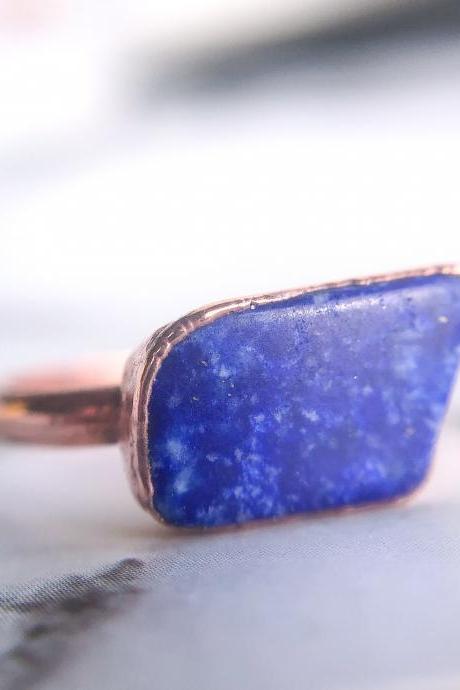 Raw Lapis Lazuli Ring, Silver, Gold, Rose Gold, or Copper Rings.