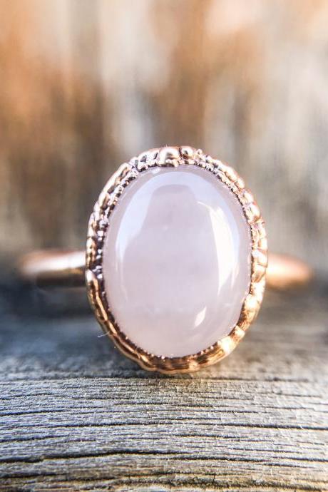 Rose Quartz Ring, Pink Quartz Ring, Silver, Gold, Rose Gold, or Copper Rings.