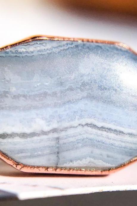 Blue Lace Agate Rectangle Ring, Silver, Gold, Rose Gold Rings