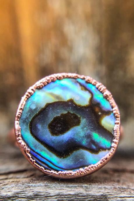 Abalone Shell Ring, Silver, Gold, Rose Gold Ring, Mermaid Jewelry