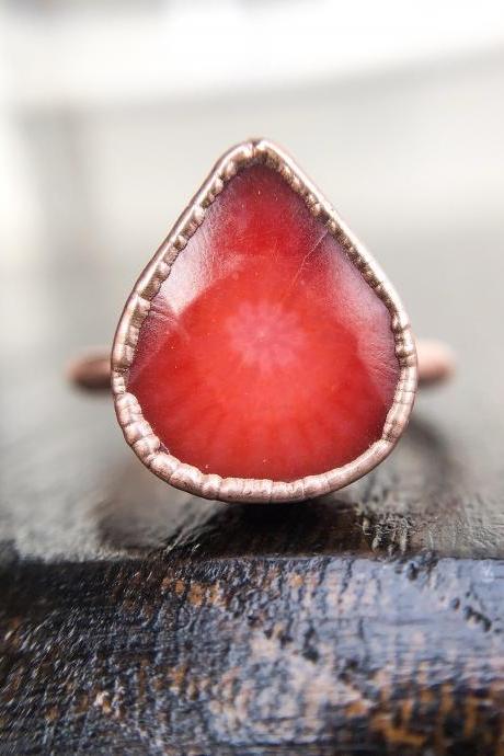 Red Coral Ring, Silver, Gold, Rose Gold Coral Rings