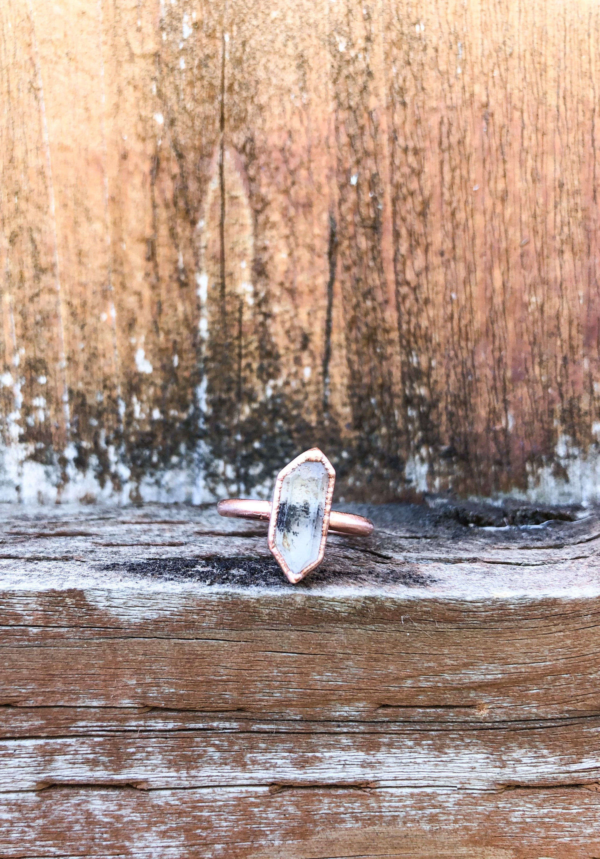 Large Salt And Pepper Diamond Quartz Ring, Silver, Gold, Rose Gold Ring